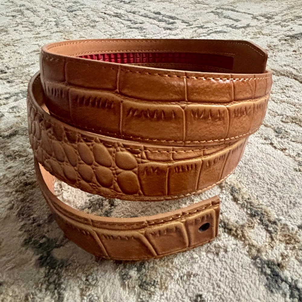 Nexbelt brown crocodile leather no hole ratchet belt, no buckle, 32-46 - Picture 2 of 9